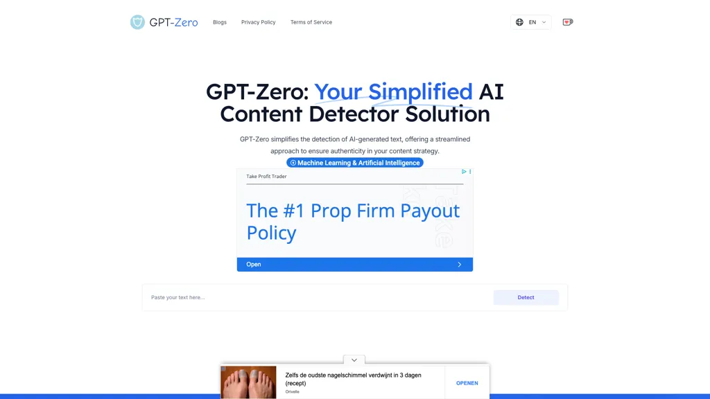 GPTZero.cc 工具截图
