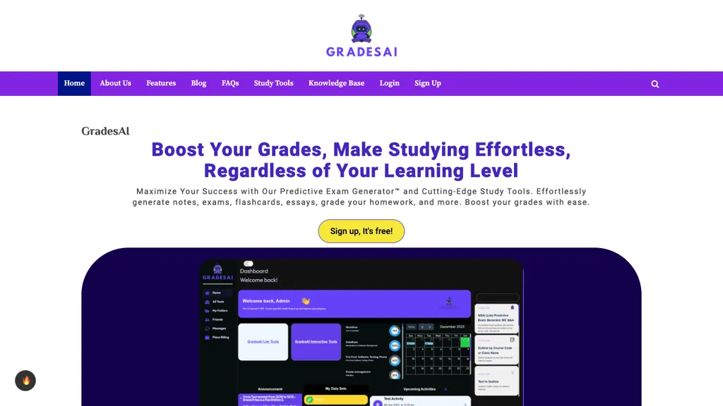 GradesAI 官网截图