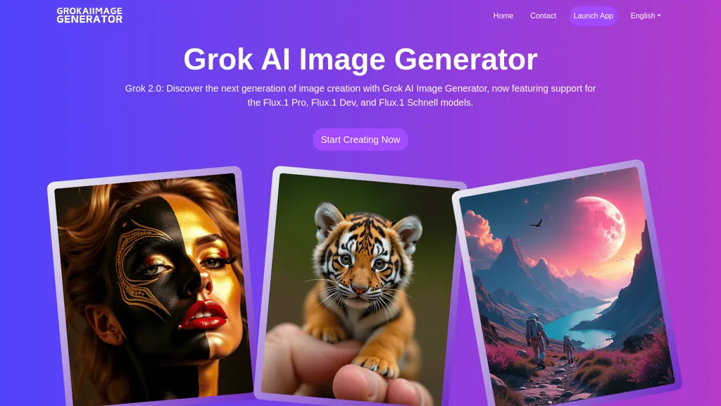 Grok AI Image Generator 2.0 官网截图