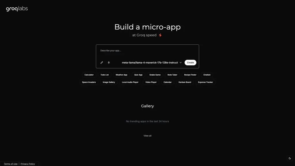 Groq APP Gen 官网截图