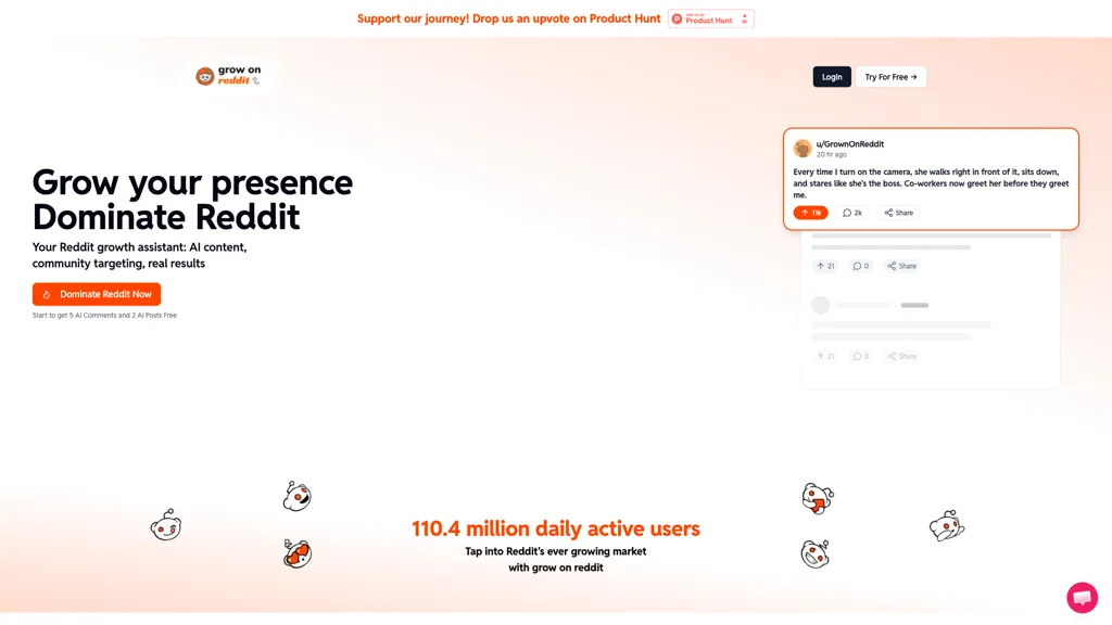 Grow On Reddit 官网截图