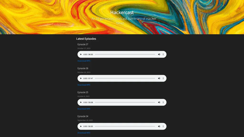Hackercast 官网截图
