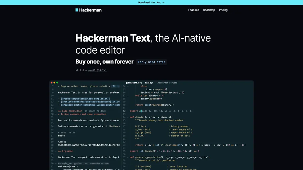 Hackerman.AI 官网截图