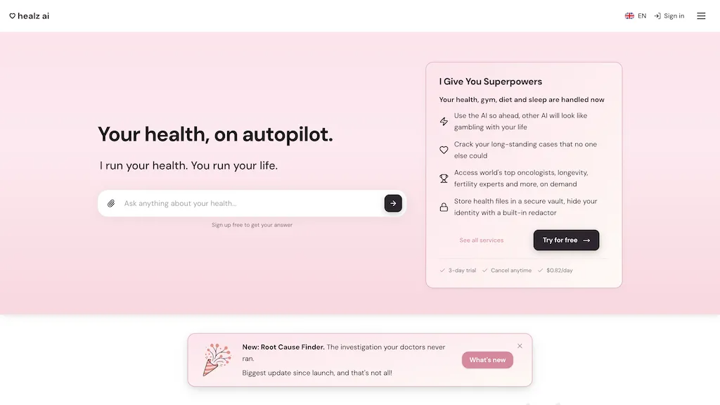 Healz.ai 官网截图