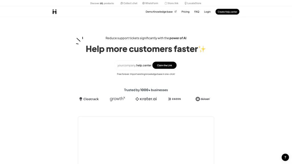 Help Center 官网截图