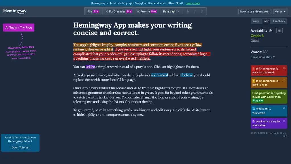 Hemingway Editor 工具截图