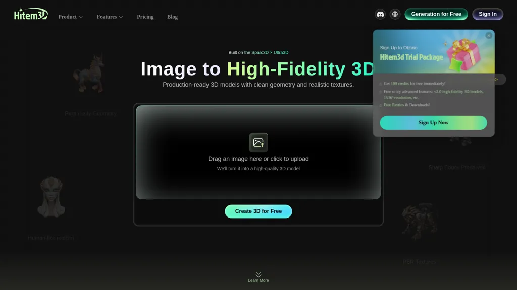 Hitem3D 官网截图