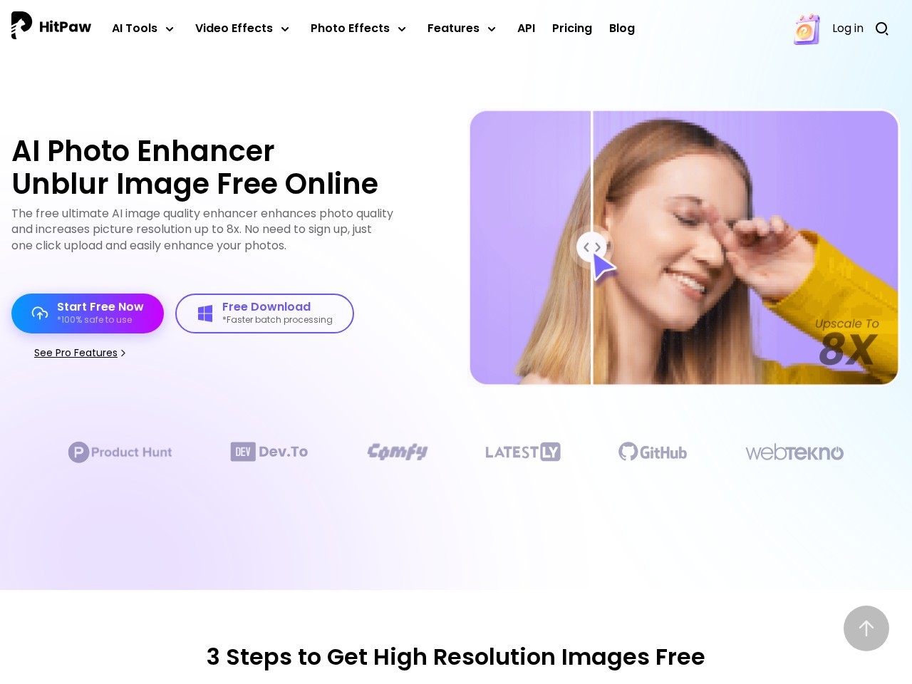 HitPaw Online Photo Enhancer 官网截图