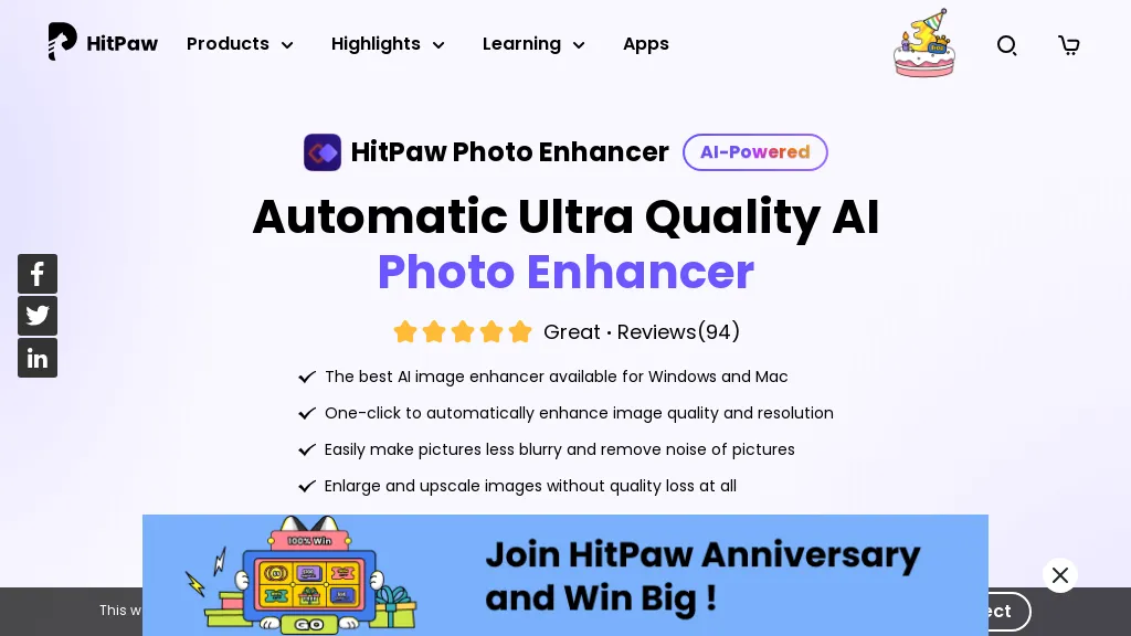 HitPaw Photo Enhancer 官网截图