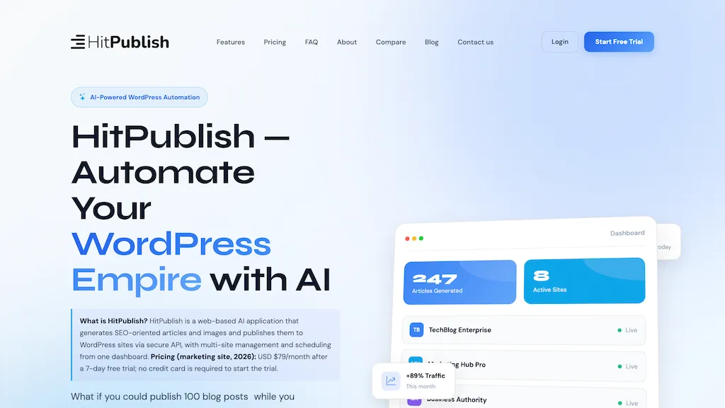 HitPublish.ai 官网截图
