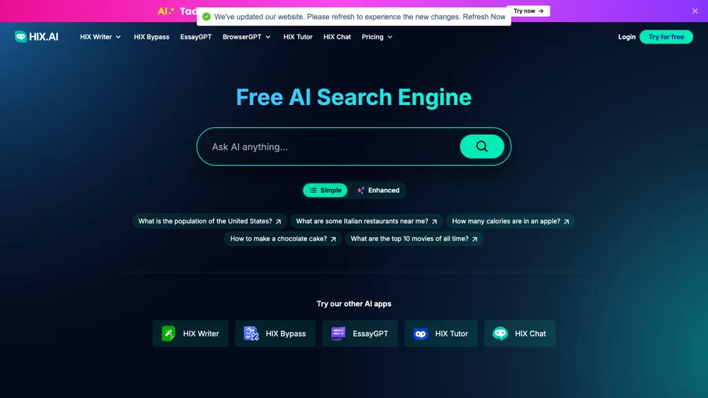 Hix AI 官网截图