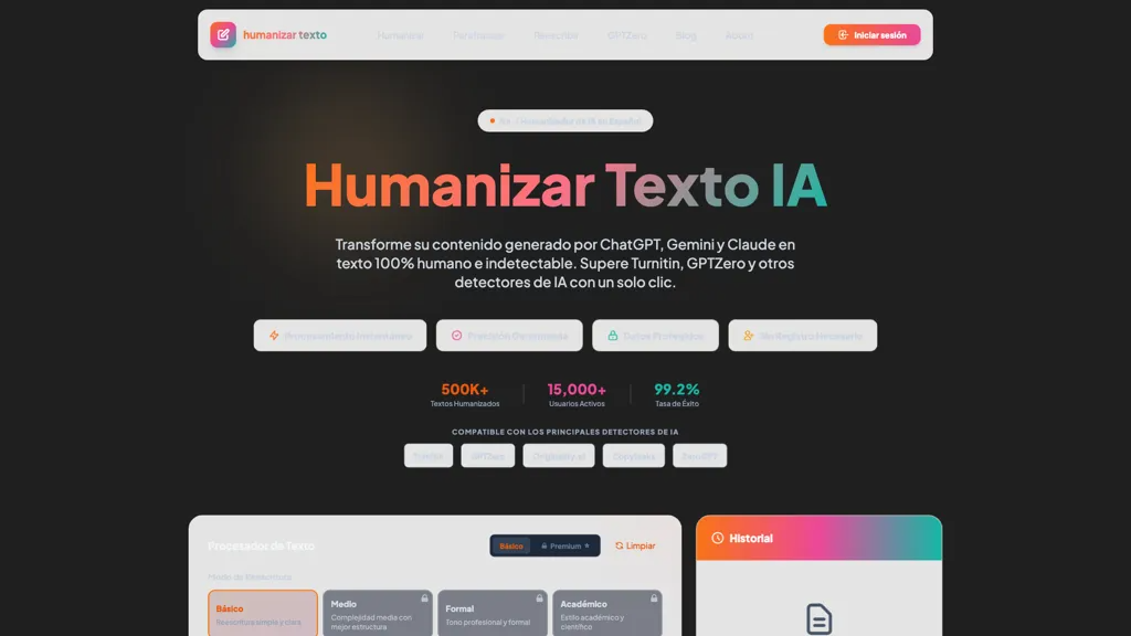 Humanizar text ai 官网截图