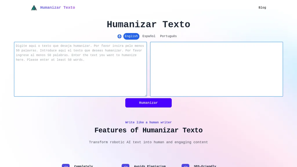 Humanizar Texto 官网截图