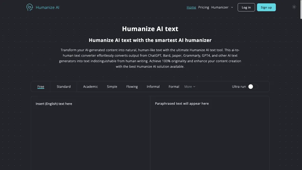 HumanizeAI 官网截图
