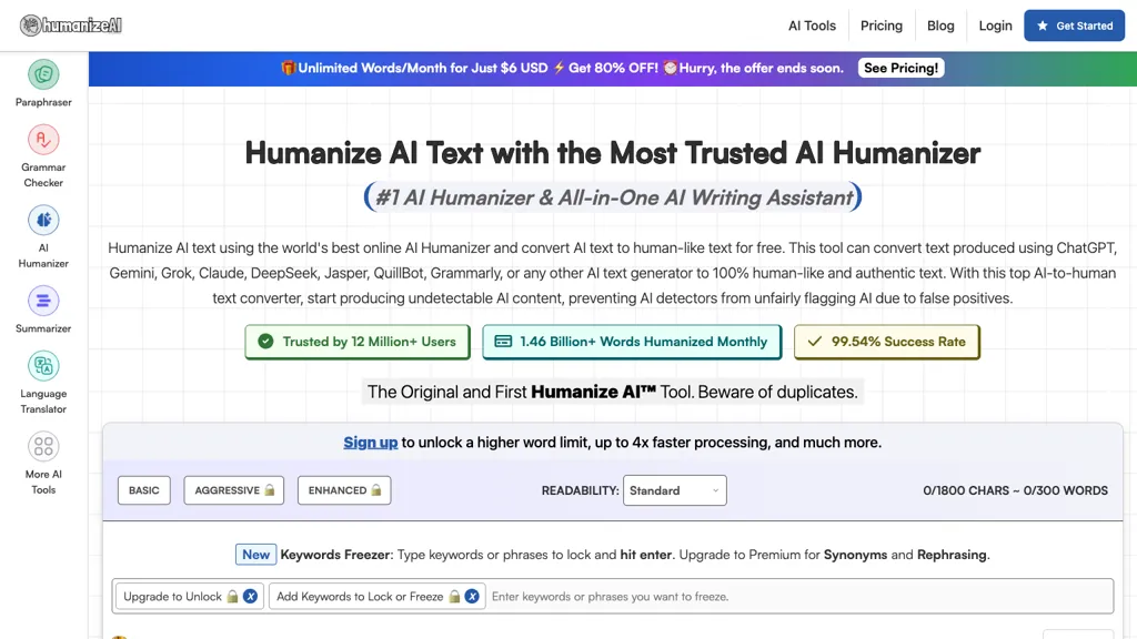 Humanize AI 官网截图