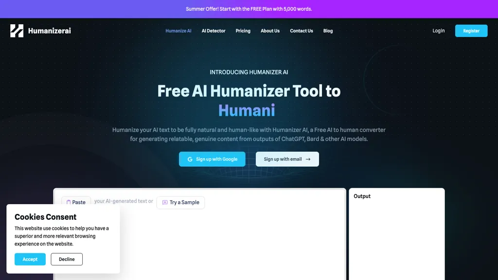HumanizerAI 官网截图
