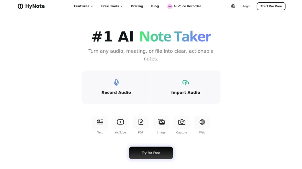 hynote.ai 官网截图