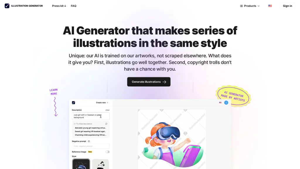 AI Illustration Generator by Icons8 官网截图