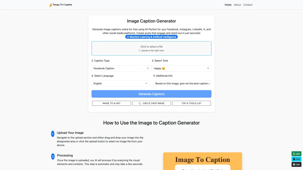 Image to Caption Generator 官网截图