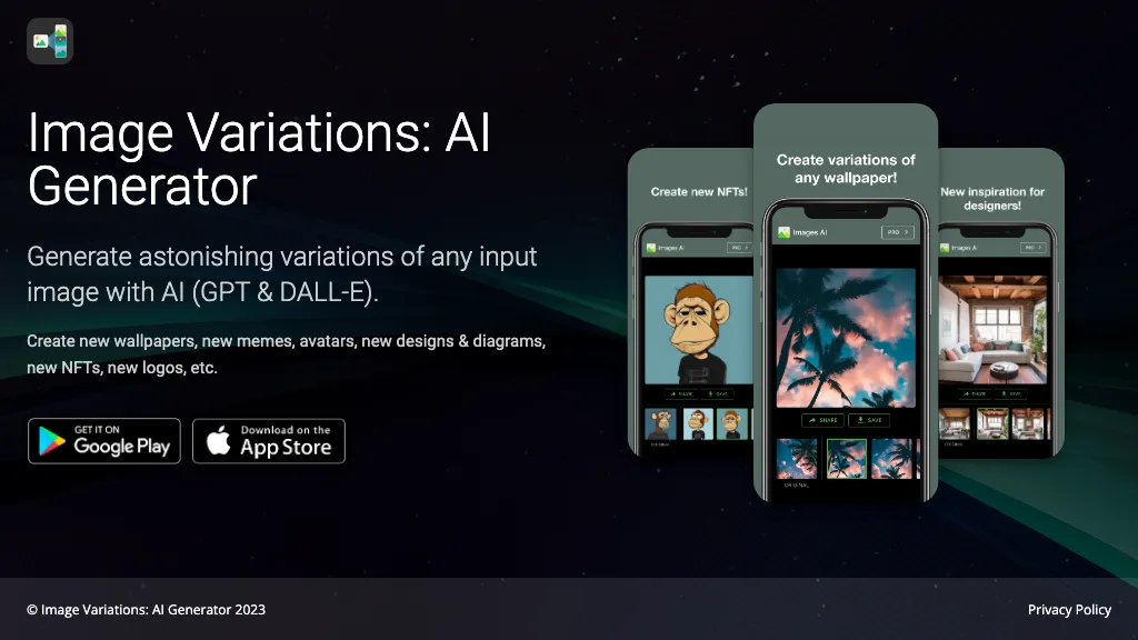 Image Variations: AI Generator 官网截图