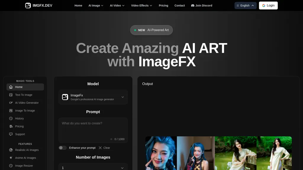 ImageFX.dev 官网截图
