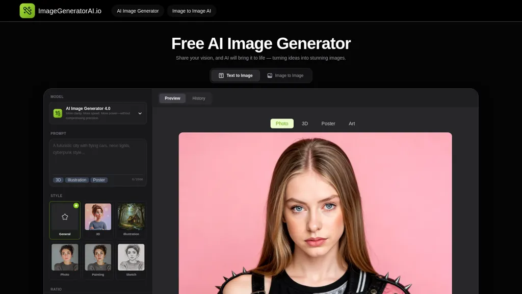 ImageGeneratorAI.io 工具截图