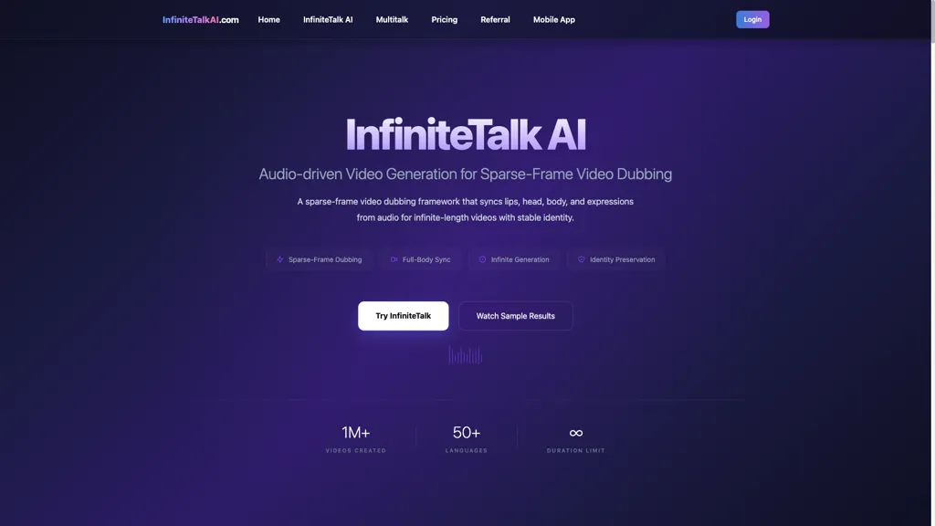 InfiniteTalk AI 工具截图