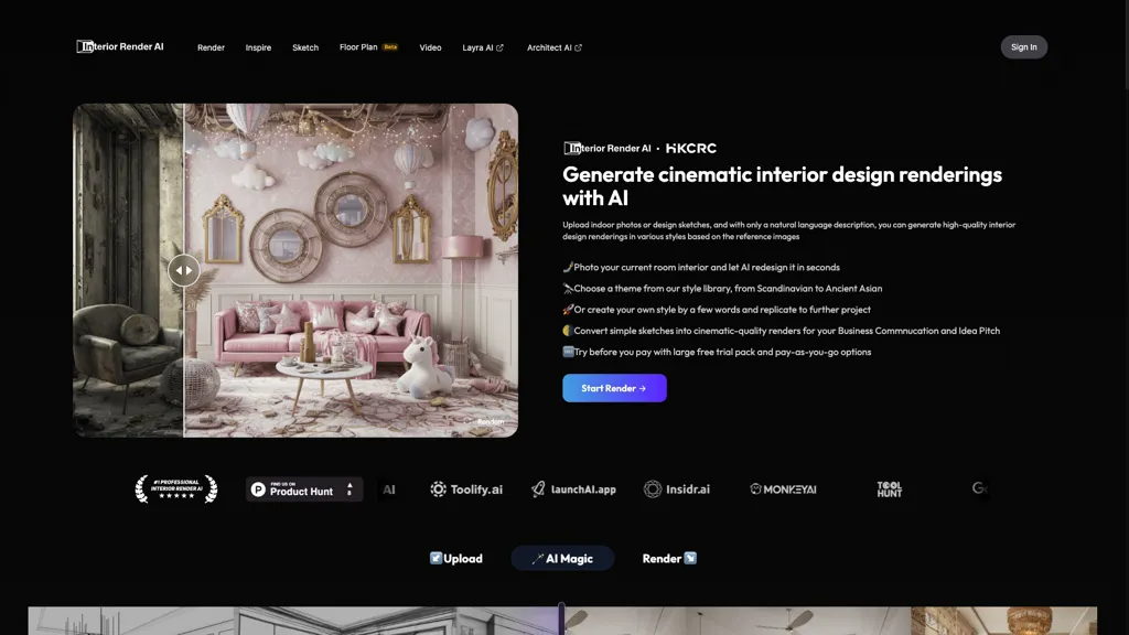 Interior Render AI 官网截图