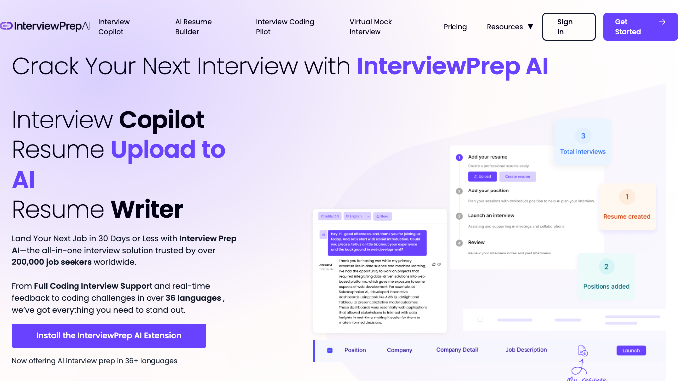 InterviewPrep AI 官网截图