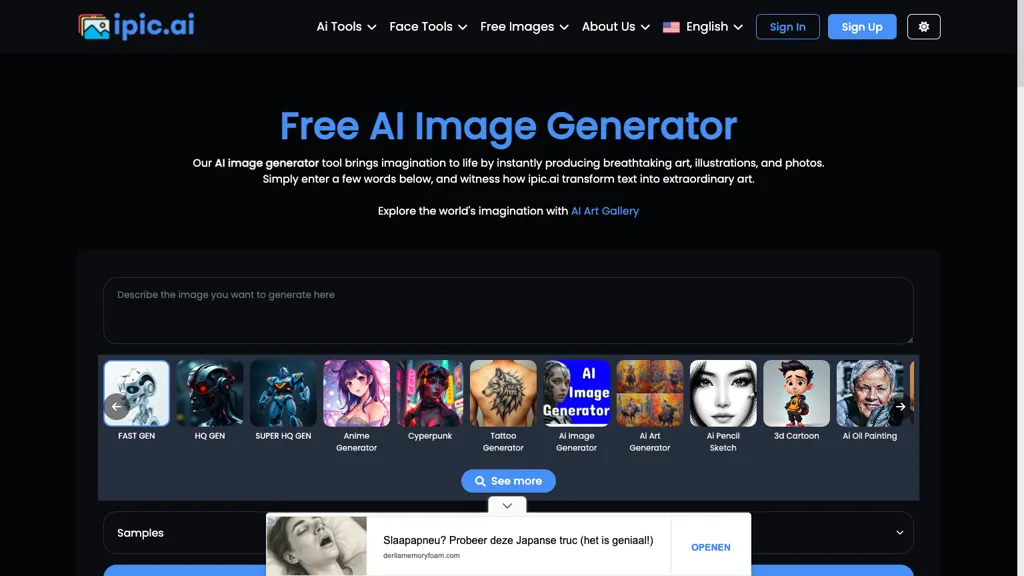 Ipic.ai 官网截图
