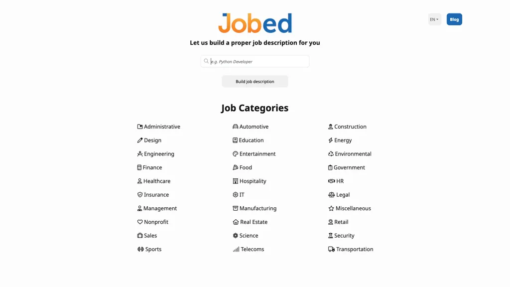 Jobed 官网截图
