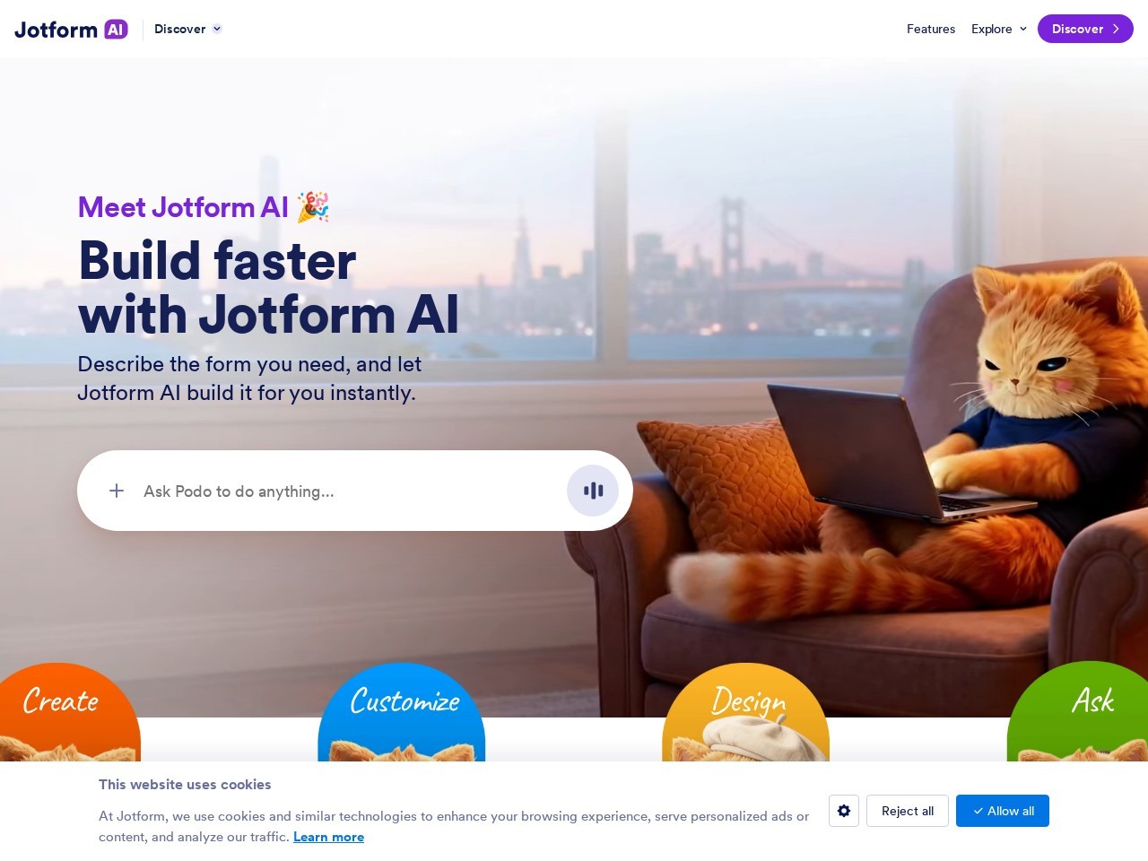 Jotform AI 官网截图