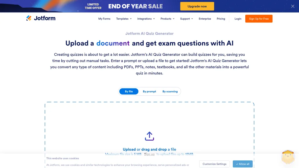 Jotform AI Quiz Generator 官网截图