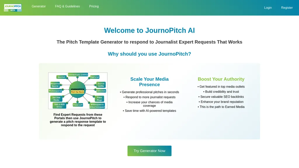 JournoPitch 官网截图