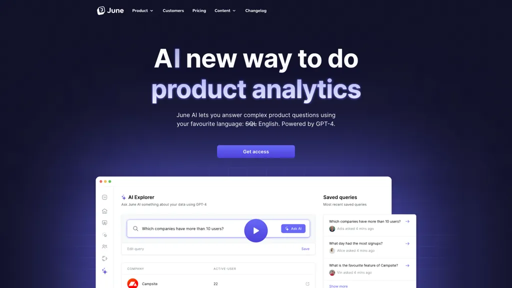 June AI 官网截图