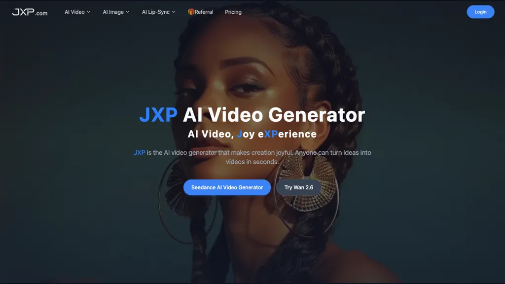 JXP AI video generator 官网截图