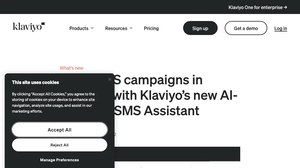 Klaviyo SMS Assistant 官网截图