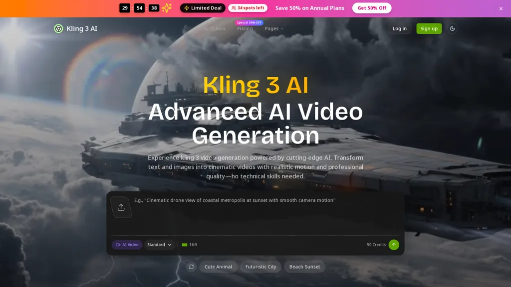 Kling3.net 官网截图