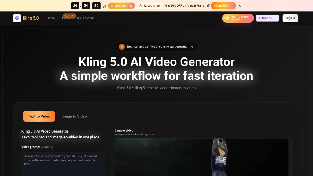 Kling5.video 官网截图