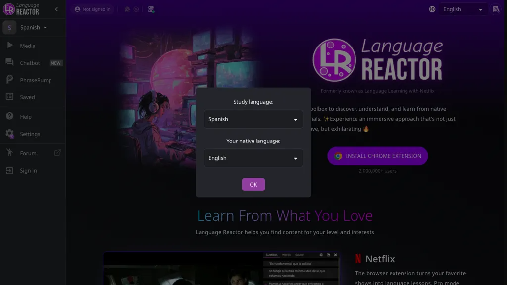 Language REACTOR 官网截图