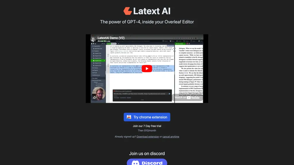 Latext AI 官网截图