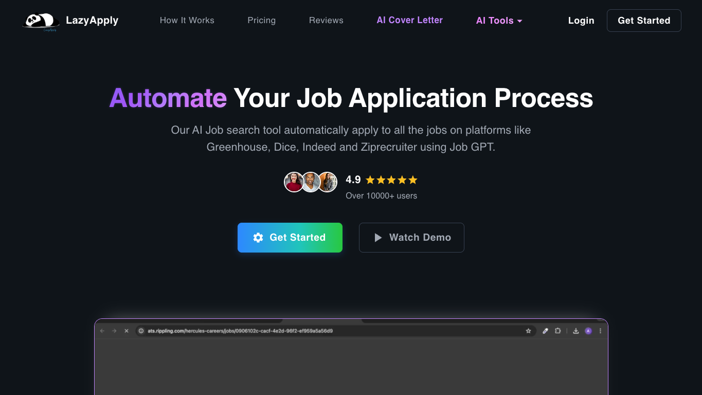 LazyApply 官网截图