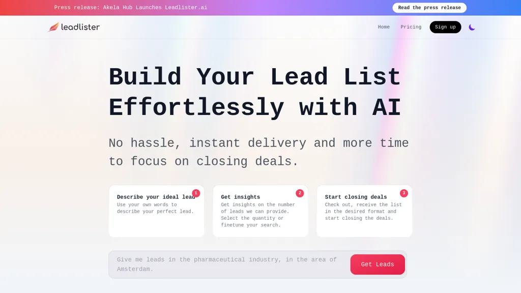 Leadlister 官网截图