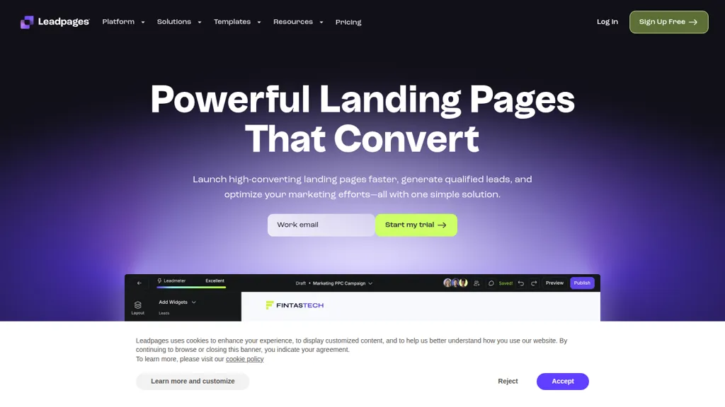 Leadpages 官网截图
