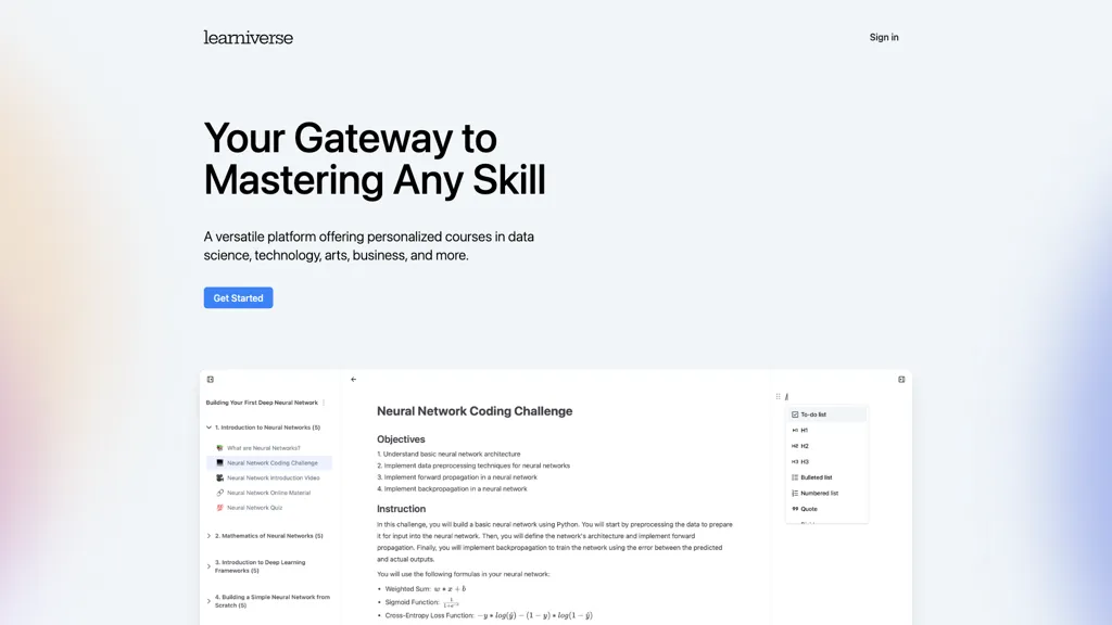 Learniverse 工具截图