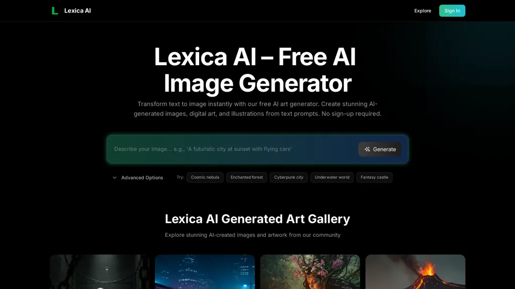 Lexica AI 官网截图