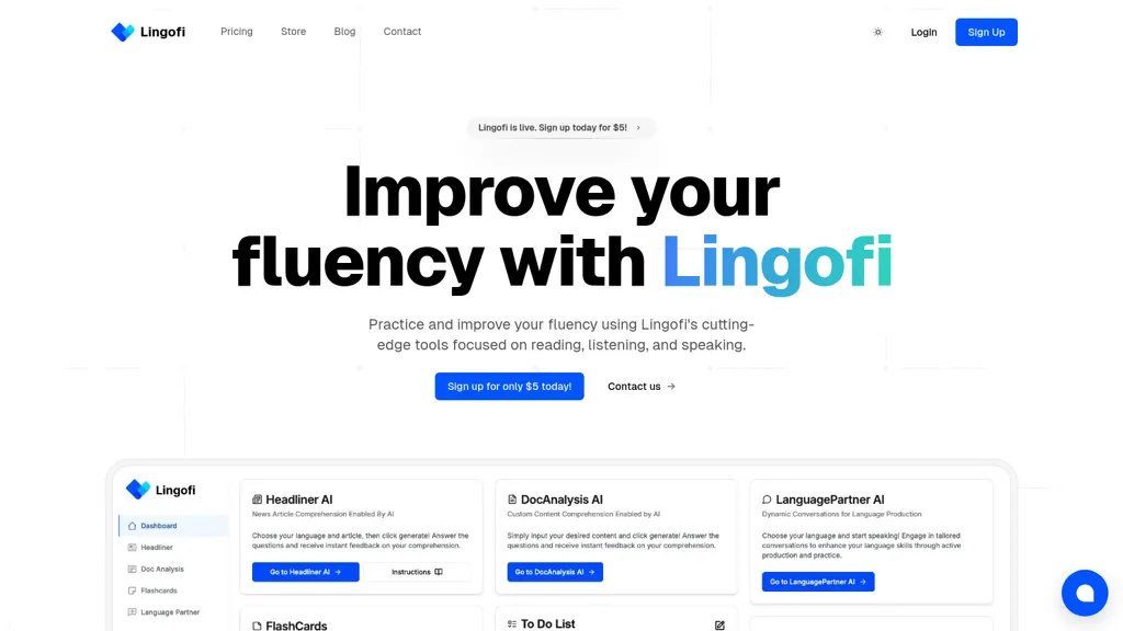 Lingofi 官网截图