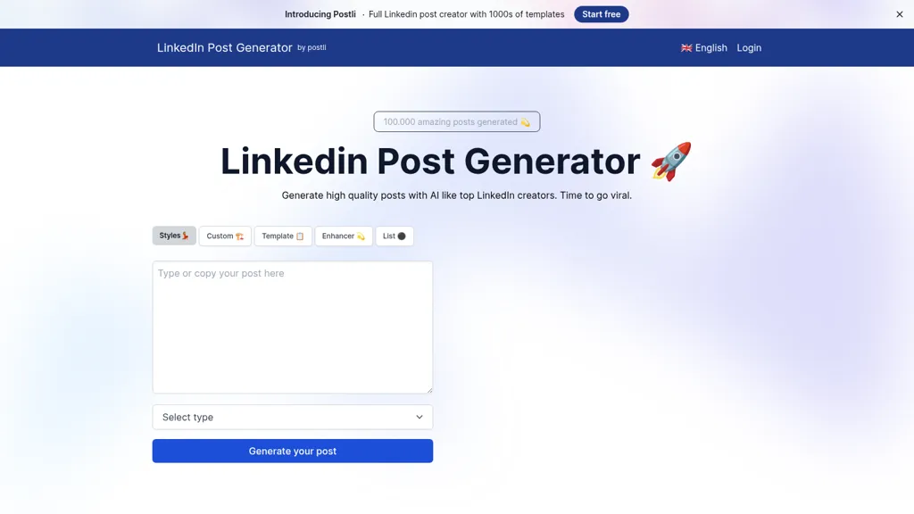 LinkedIn Post Generator 官网截图