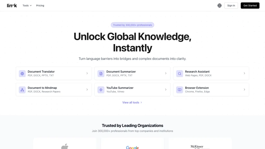 Linnk.AI 官网截图