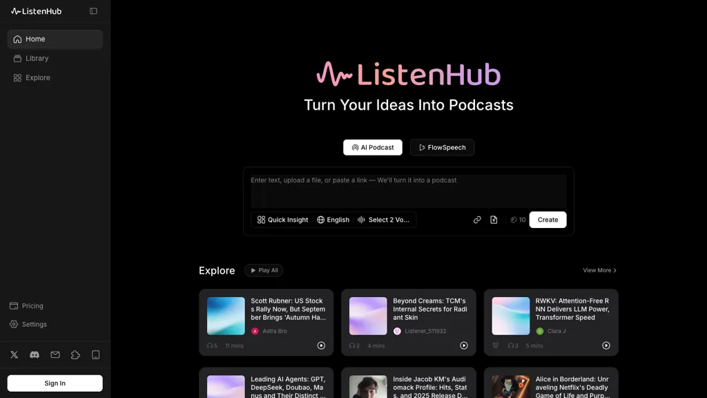 ListenHub 工具截图